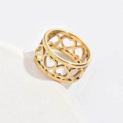 Stainless Steel 14K Gold Plated Sweet Classic Style Plating Heart Shape Rings