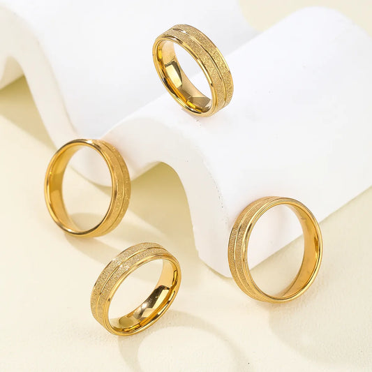 Stainless Steel 14K Gold Plated Vintage Style Simple Style Lines Rings