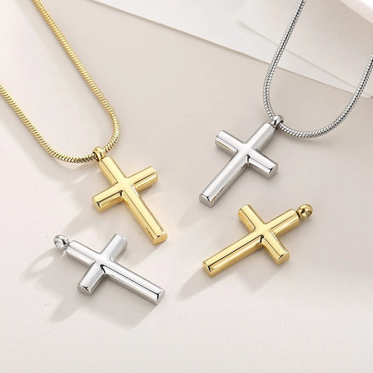 Stainless Steel 18K Gold Plated Basic Cross Plating Pendant Necklace