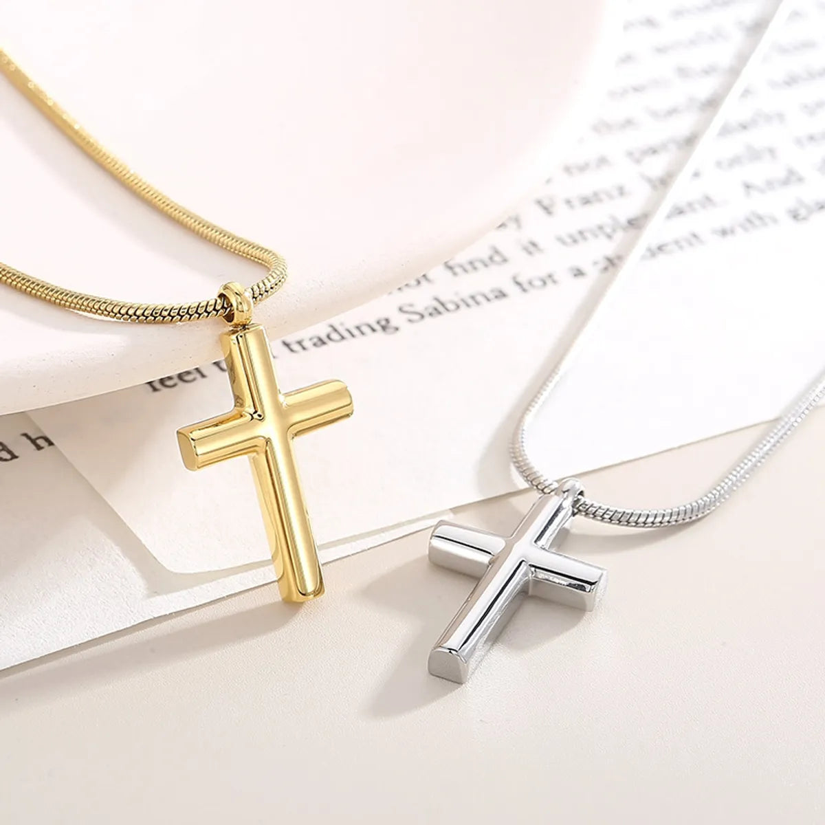 Stainless Steel 18K Gold Plated Basic Cross Plating Pendant Necklace