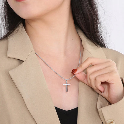 Stainless Steel 18K Gold Plated Basic Cross Plating Pendant Necklace