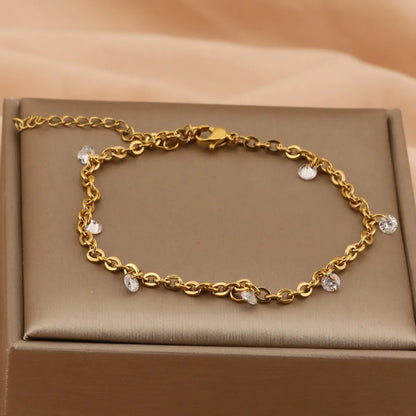 Basic Solid Color Stainless Steel 18K Gold Plated Bracelets In Bulk