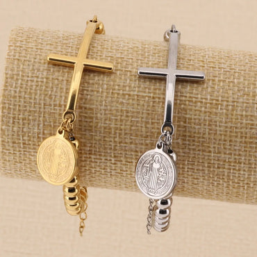 Stainless Steel 18K Gold Plated Basic Streetwear Cross Bracelets