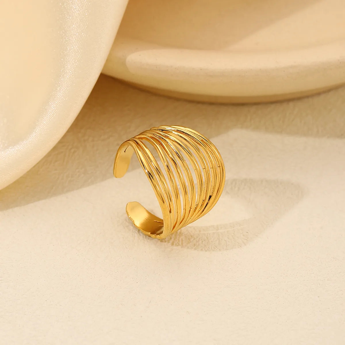 Stainless Steel 18K Gold Plated Casual Classic Style Geometric Open Rings