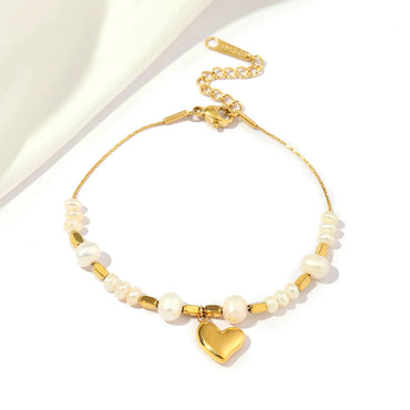 Stainless Steel 18K Gold Plated Casual Classic Style Heart Shape Bracelets