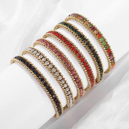 Stainless Steel 18K Gold Plated Casual Modern Style Color Block Bracelets