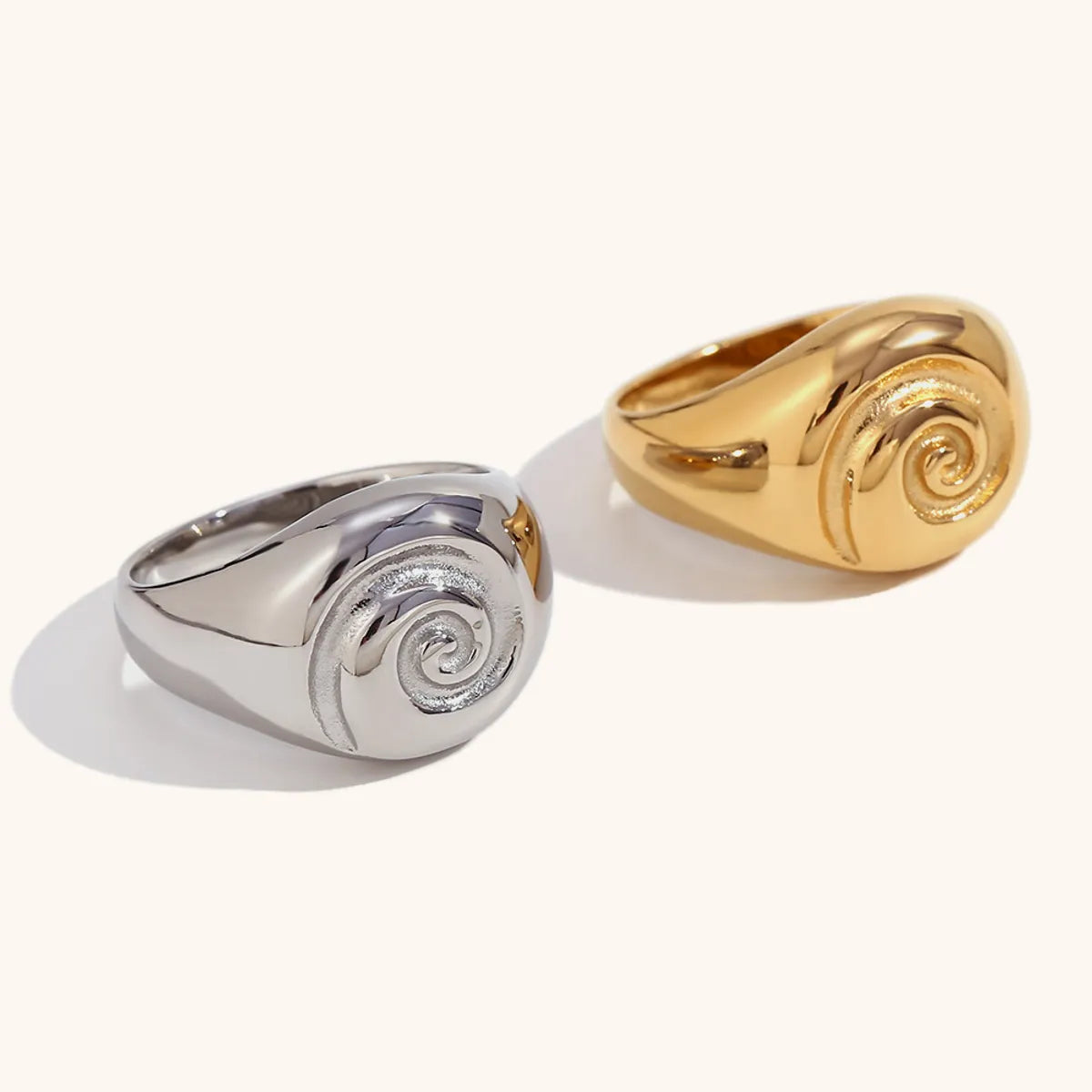 Stainless Steel 18K Gold Plated Casual Retro Swirl Pattern Rings