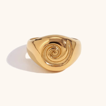 Stainless Steel 18K Gold Plated Casual Retro Swirl Pattern Rings