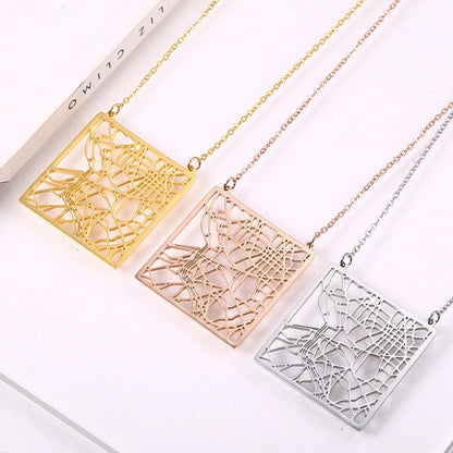 Stainless Steel 18K Gold Plated Casual Simple Style Map Pendant Necklace