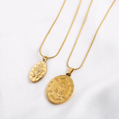 Stainless Steel 18K Gold Plated Casual Vacation Human Stamping Polishing Plating Pendant Necklace