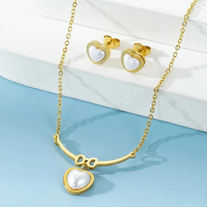 Wholesale Jewelry Elegant Heart Shape 304 Stainless Steel 18K Gold Plated Jewelry Set