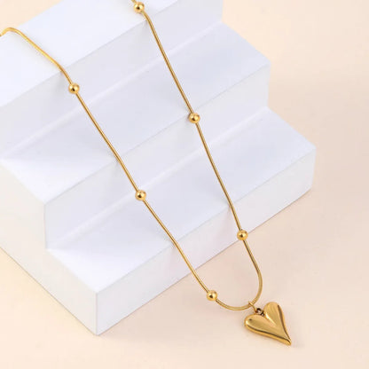 304 Stainless Steel 14K Gold Plated 18K Gold Plated Elegant Lady Heart Shape Pendant Necklace