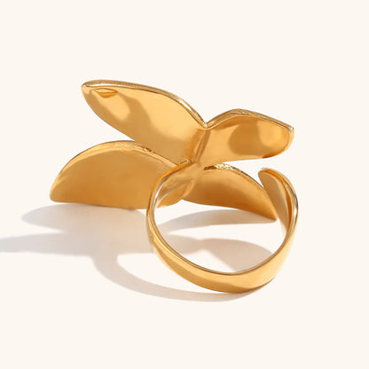 Stainless Steel 18K Gold Plated Elegant Simple Style Butterfly Open Rings