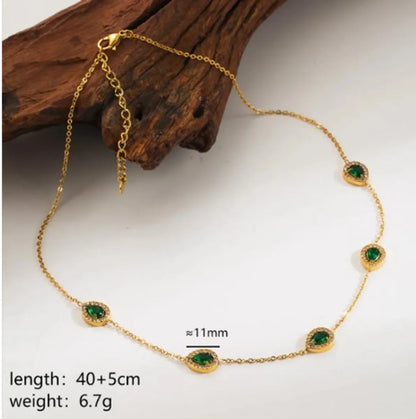 Stainless Steel 18K Gold Plated Elegant Simple Style Classic Style Oval Water Droplets Heart Shape Inlay Zircon Necklace