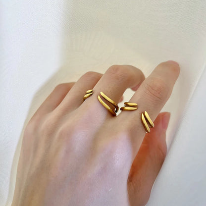 304 Stainless Steel 18K Gold Plated Elegant Simple Style Geometric Zircon Rings