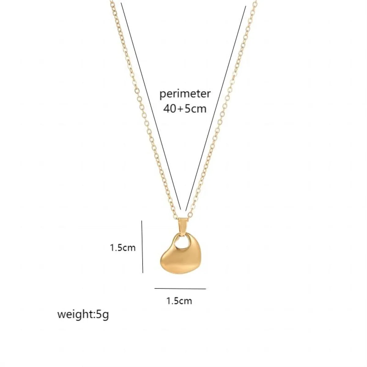 Stainless Steel 18K Gold Plated Elegant Simple Style Heart Shape Polishing Pendant Necklace