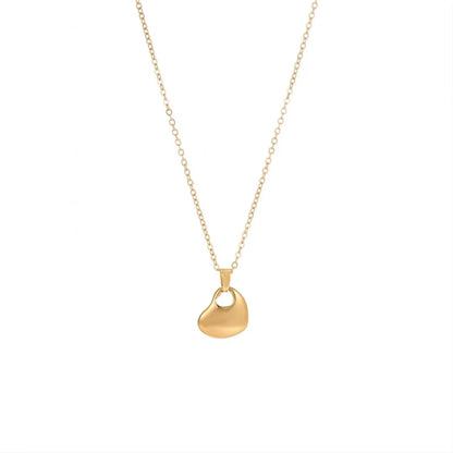 Stainless Steel 18K Gold Plated Elegant Simple Style Heart Shape Polishing Pendant Necklace