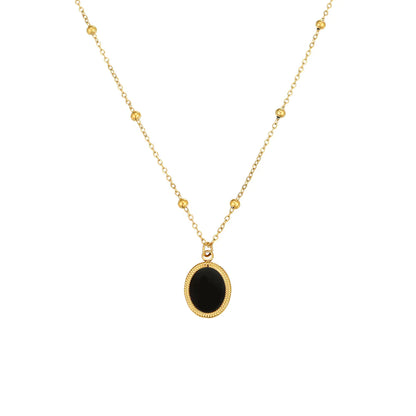 Stainless Steel 18K Gold Plated Elegant Simple Style Oval Inlay Acrylic Pendant Necklace