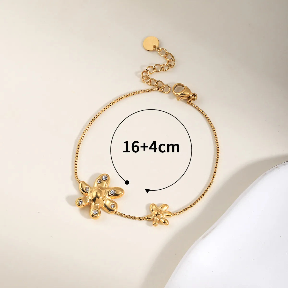 Elegant Streetwear Flower 304 Stainless Steel 14K Gold Plated Zircon Bracelets In Bulk