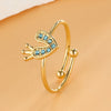 304 Stainless Steel 18K Gold Plated Elegant Streetwear Inlay Heart Shape Zircon Open Rings