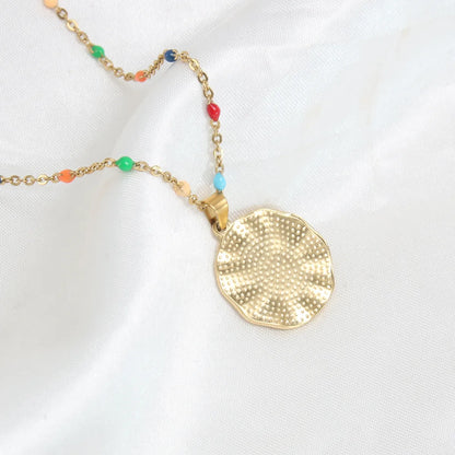 Stainless Steel 18K Gold Plated Gold Plated Vacation Beach Geometric Enamel Plating Pendant Necklace