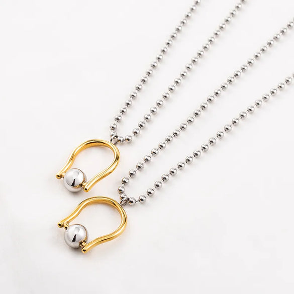 Stainless Steel 18K Gold Plated IG Style Polishing Geometric Pendant Necklace