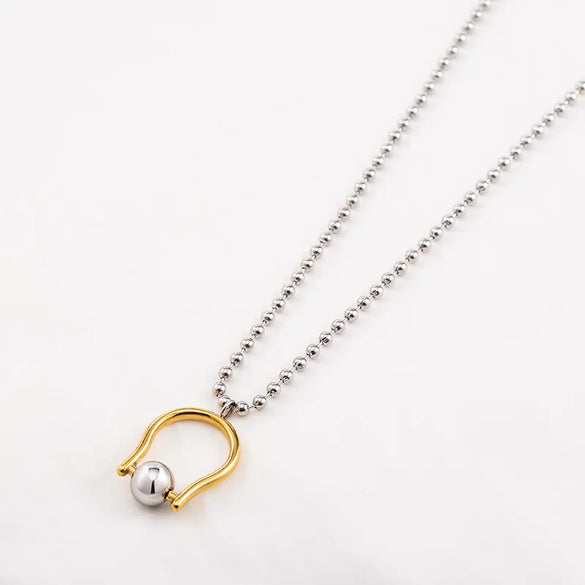 Stainless Steel 18K Gold Plated IG Style Polishing Geometric Pendant Necklace