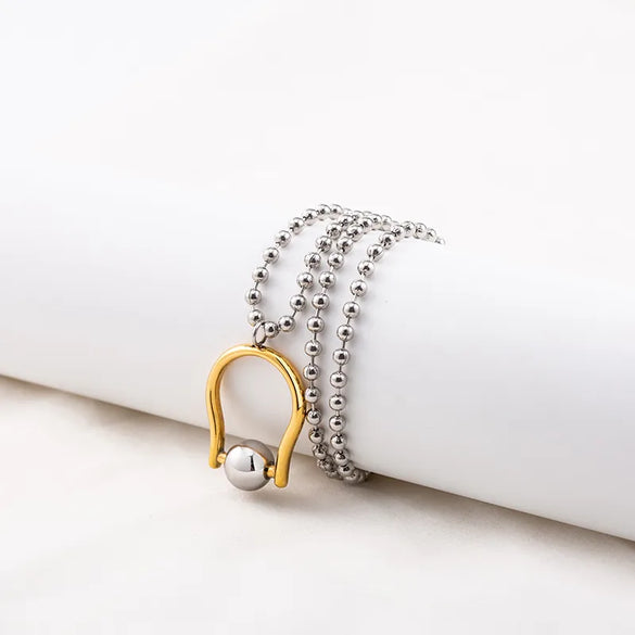 Stainless Steel 18K Gold Plated IG Style Polishing Geometric Pendant Necklace