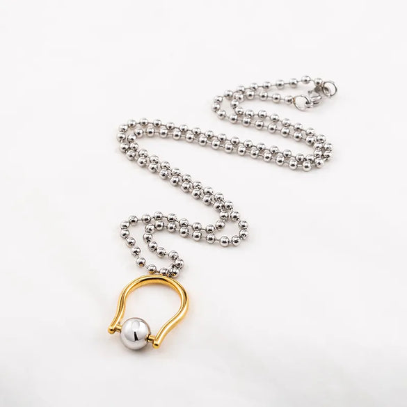 Stainless Steel 18K Gold Plated IG Style Polishing Geometric Pendant Necklace