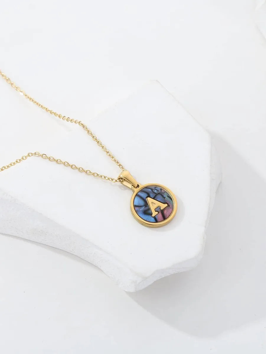 Stainless Steel 18K Gold Plated IG Style Simple Style Letter Number Plating Pendant Necklace