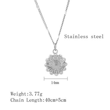 Stainless Steel 18K Gold Plated IG Style Sunflower Plating Pendant Necklace