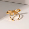 Stainless Steel 18K Gold Plated IG Style Sweet Bow Knot Open Rings