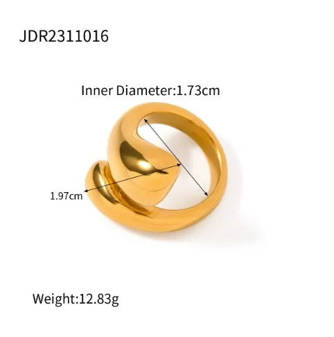 304 Stainless Steel 18K Gold Plated IG Style Water Droplets Open Rings