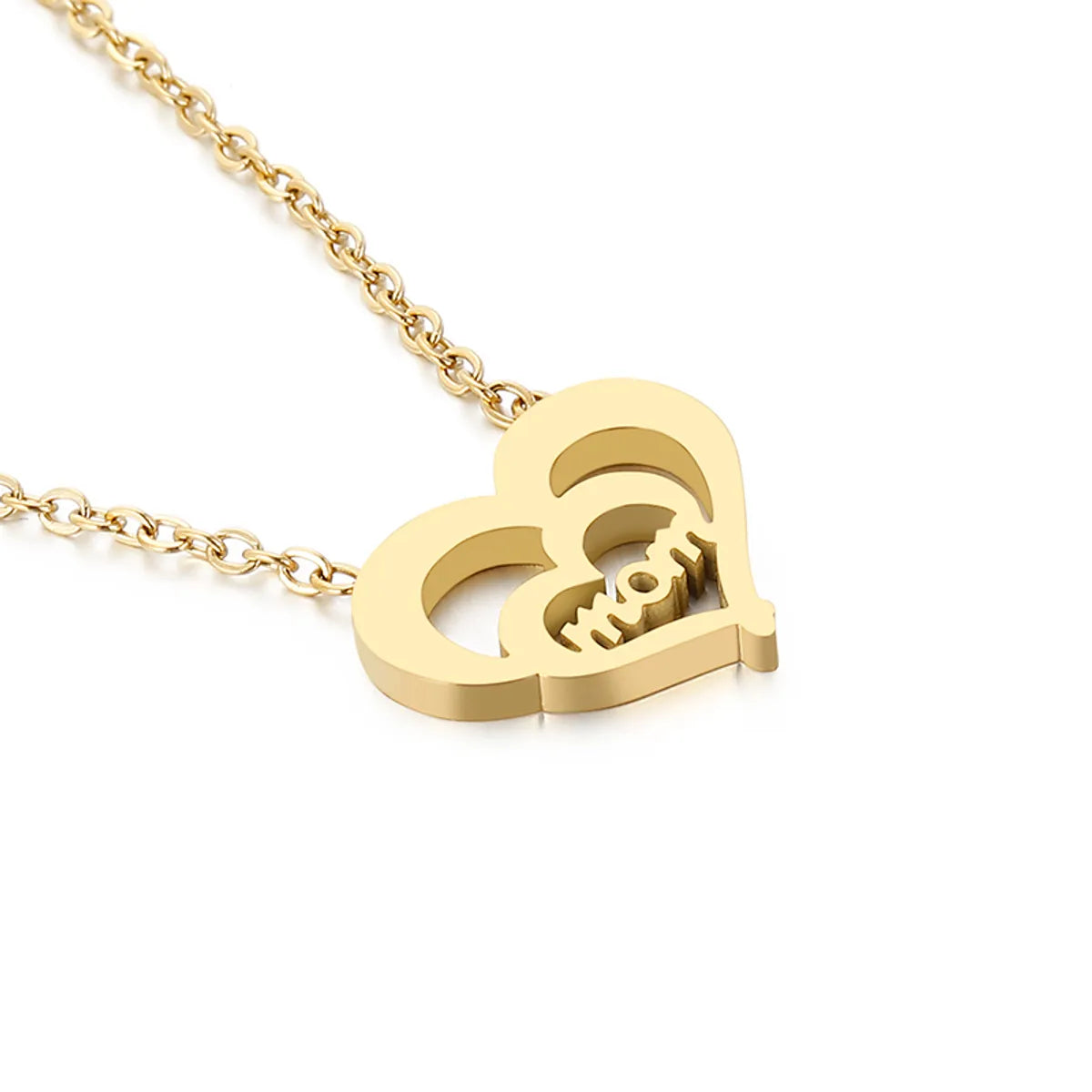 Stainless Steel 18K Gold Plated Lady Letter Heart Shape Pendant Necklace