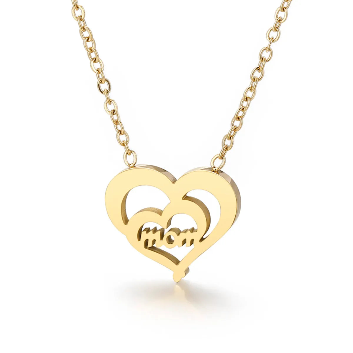 Stainless Steel 18K Gold Plated Lady Letter Heart Shape Pendant Necklace