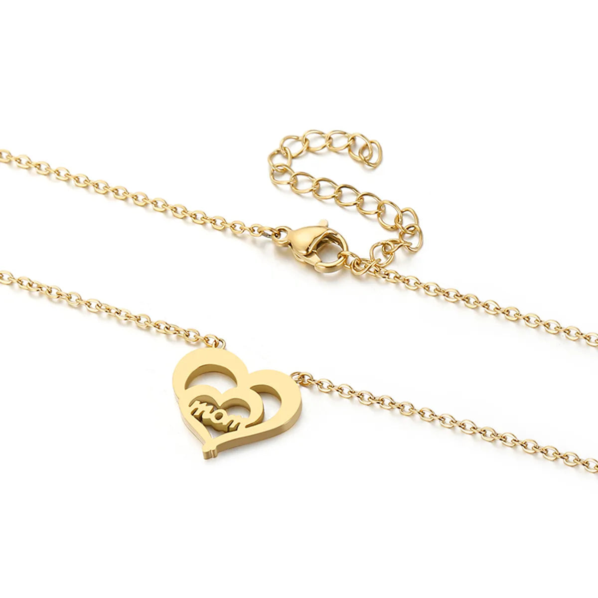 Stainless Steel 18K Gold Plated Lady Letter Heart Shape Pendant Necklace