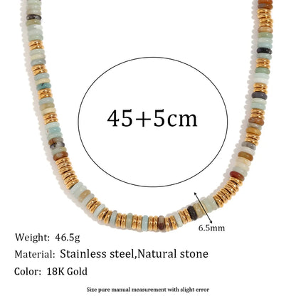 Wholesale Jewelry Lady Vacation Geometric 304 Stainless Steel 18K Gold Plated Beaded Necklace