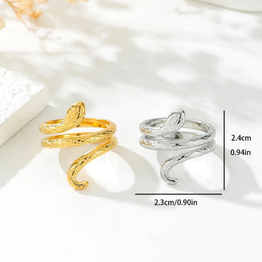 Wholesale Jewelry Nordic Style Gothic Snake 304 Stainless Steel 18K Gold Plated Rings