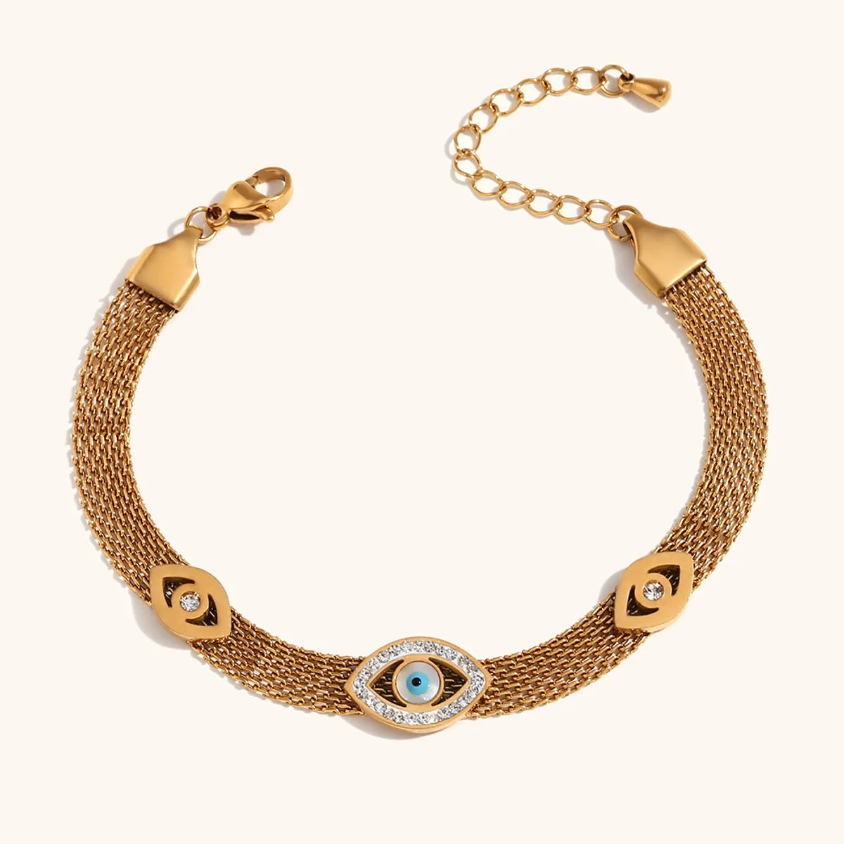 Stainless Steel 18K Gold Plated Queen Eye Polishing Plating Braid Rhinestones Bracelets