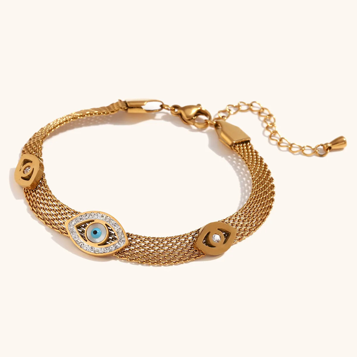 Stainless Steel 18K Gold Plated Queen Eye Polishing Plating Braid Rhinestones Bracelets