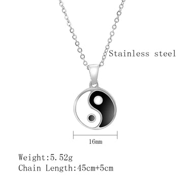 Stainless Steel 18K Gold Plated Retro Ethnic Style Tai Chi Plating Pendant Necklace