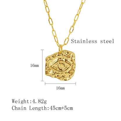 304 Stainless Steel 18K Gold Plated Retro Plating Three-Dimensional Eye Pendant Necklace