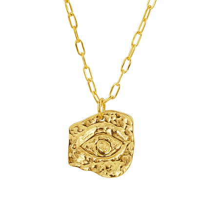 304 Stainless Steel 18K Gold Plated Retro Plating Three-Dimensional Eye Pendant Necklace