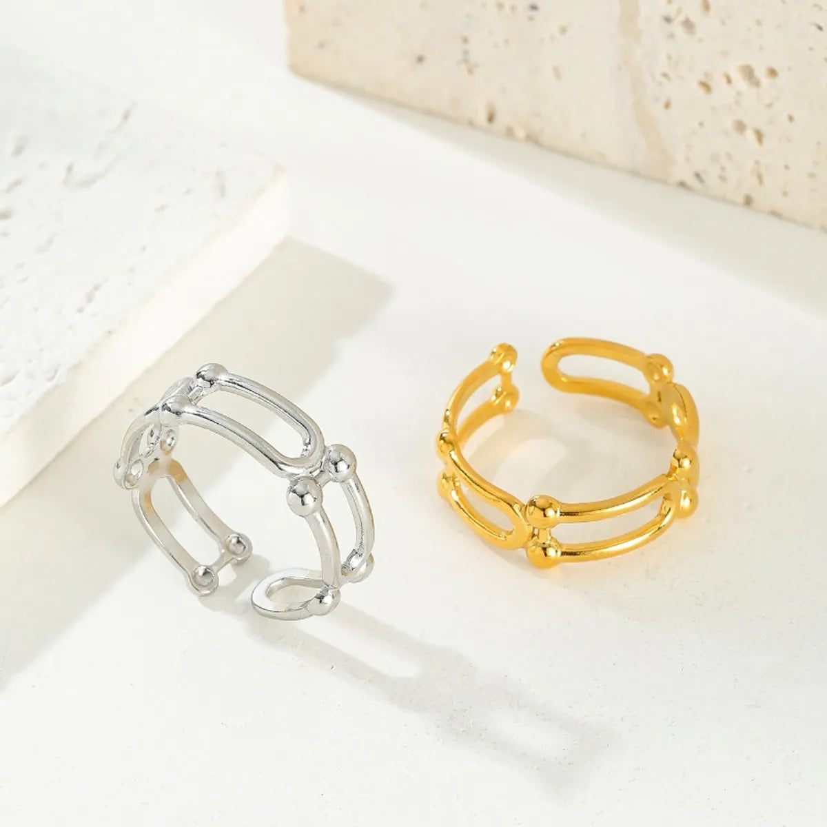 Stainless Steel 18K Gold Plated Retro Roman Style Star Snake Open Rings