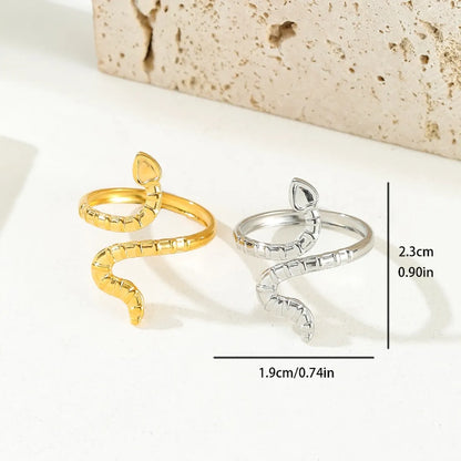 Stainless Steel 18K Gold Plated Retro Roman Style Star Snake Open Rings