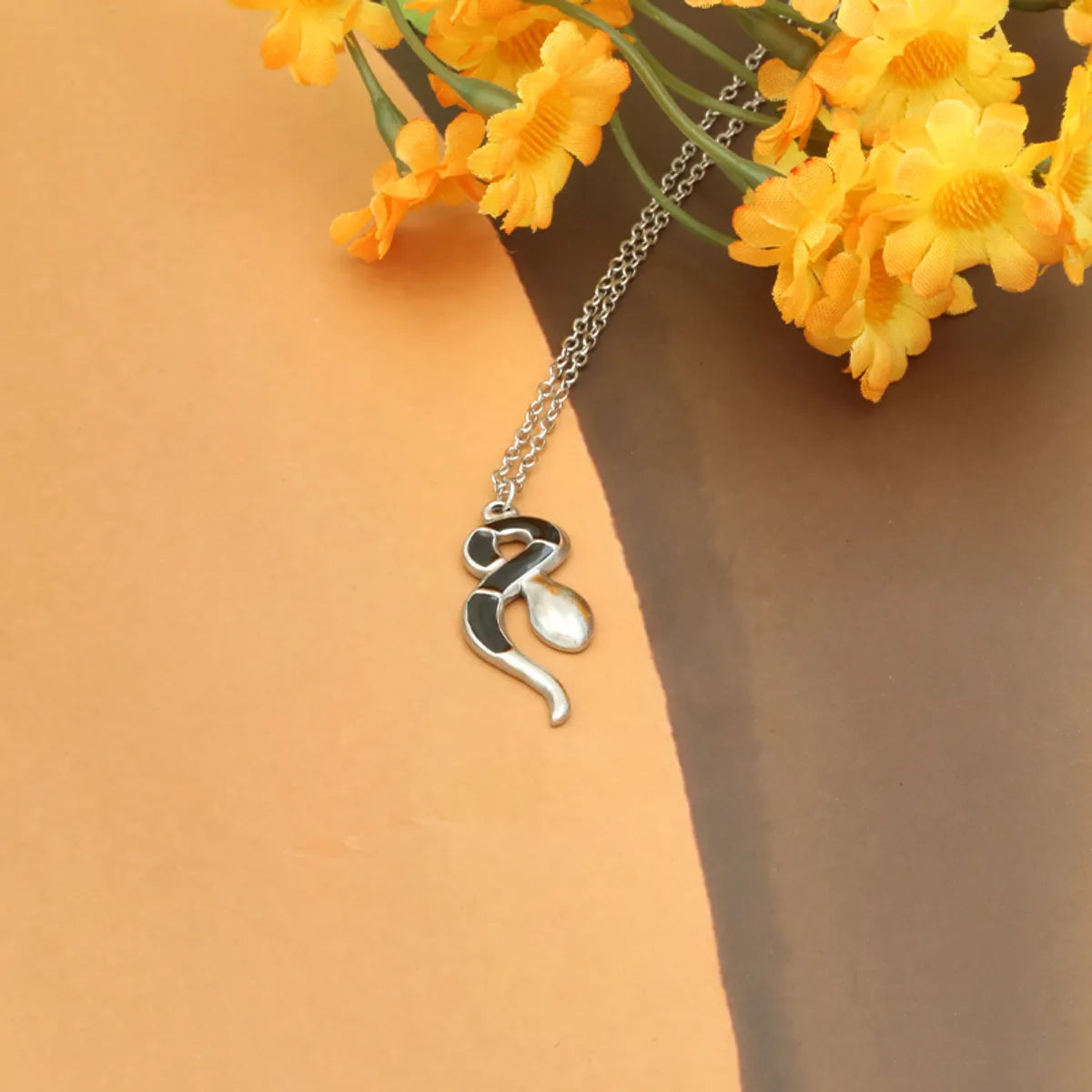 Stainless Steel 18K Gold Plated Retro Simple Style Snake Enamel Plating Pendant Necklace