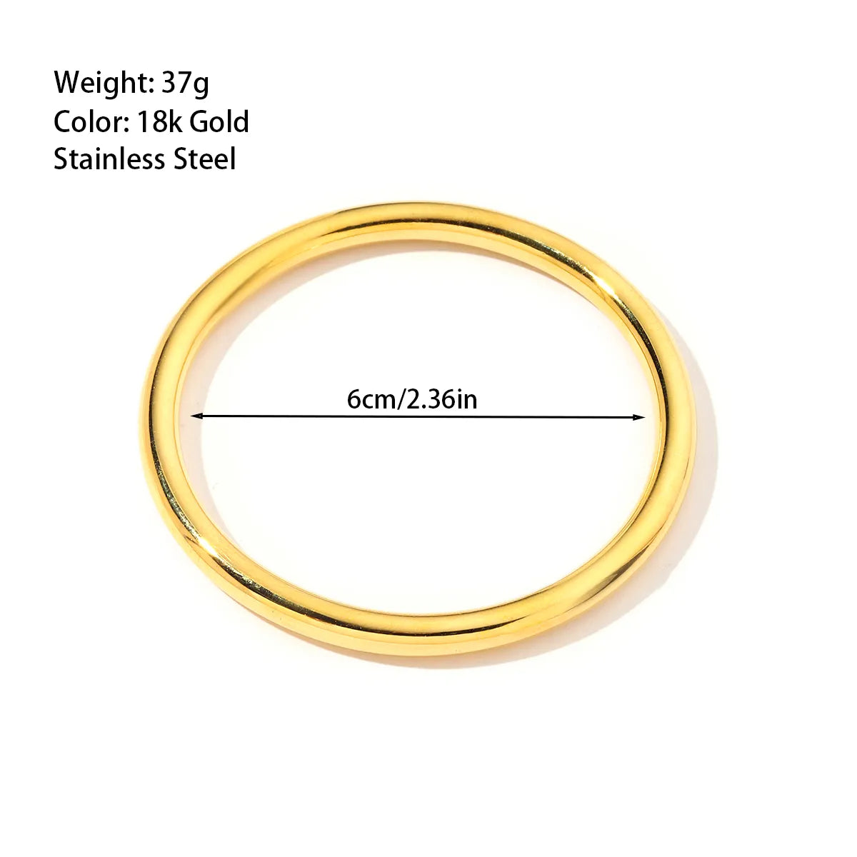 Stainless Steel 18K Gold Plated Retro Simple Style Solid Color Bangle