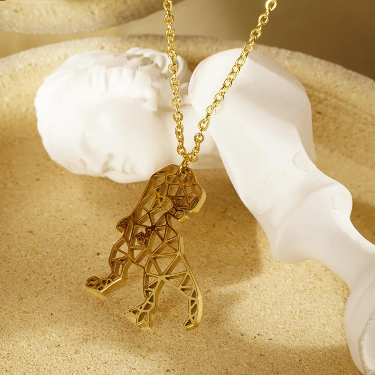 Stainless Steel 18K Gold Plated Simple Style Animal Plating Hollow Out Pendant Necklace