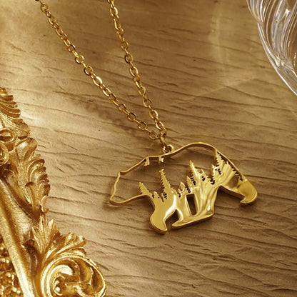 Stainless Steel 18K Gold Plated Simple Style Animal Plating Hollow Out Pendant Necklace