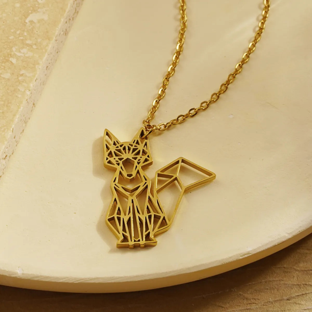 Stainless Steel 18K Gold Plated Simple Style Animal Plating Hollow Out Pendant Necklace